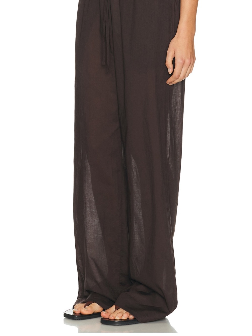 Eterne Lightweight Wide-Leg Drawstring Pants in Dark Brown - Picture 5 of 7